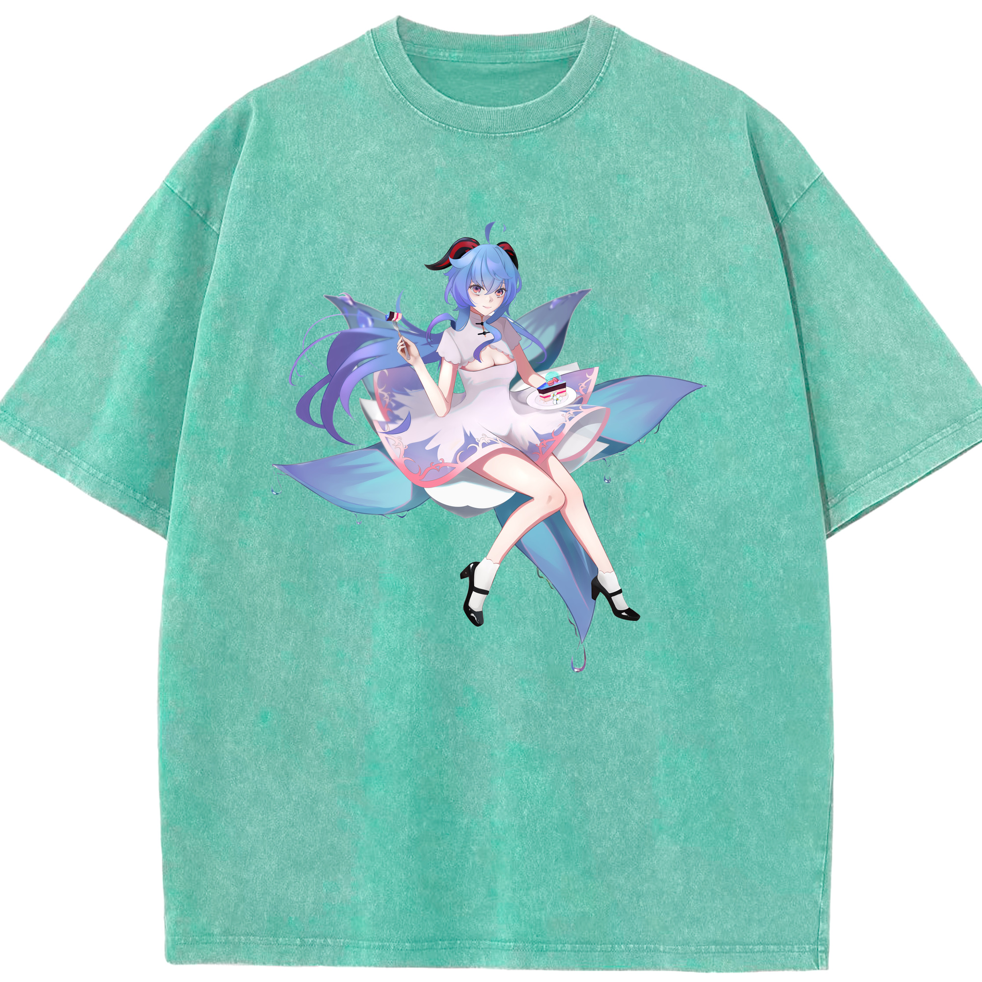 げんし神 甘雨 かんう genshin Ganyu 綿100% ヴィンテージ風 半袖Tシャツ（フロントプリント）